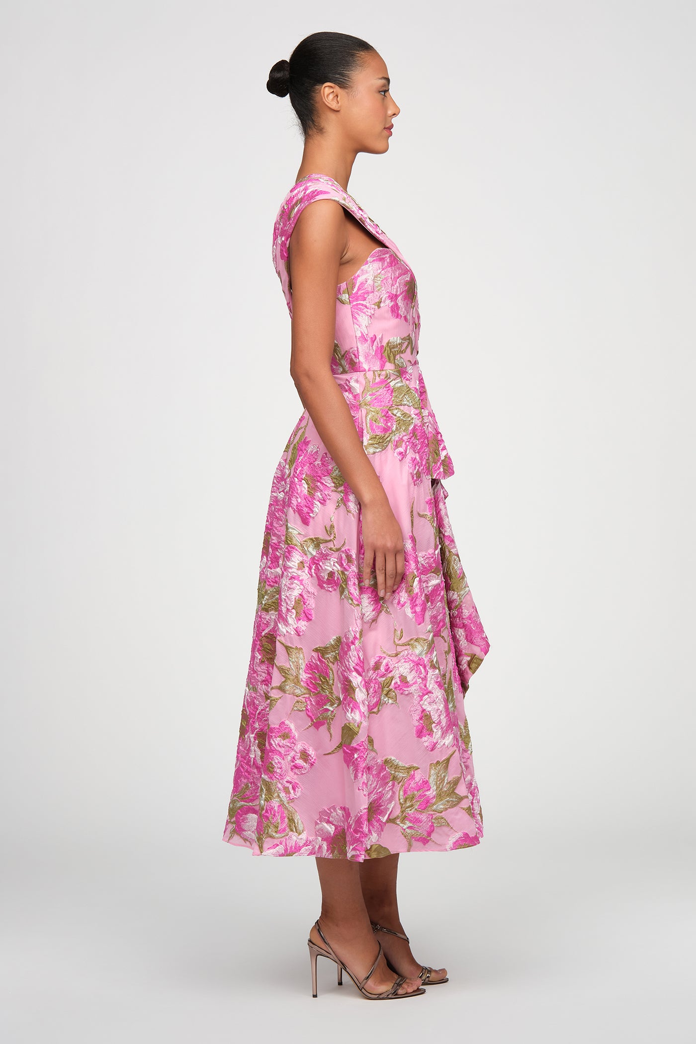 Zanthe Tea Length Dress 10 / Opera Mauve / Meadow Green