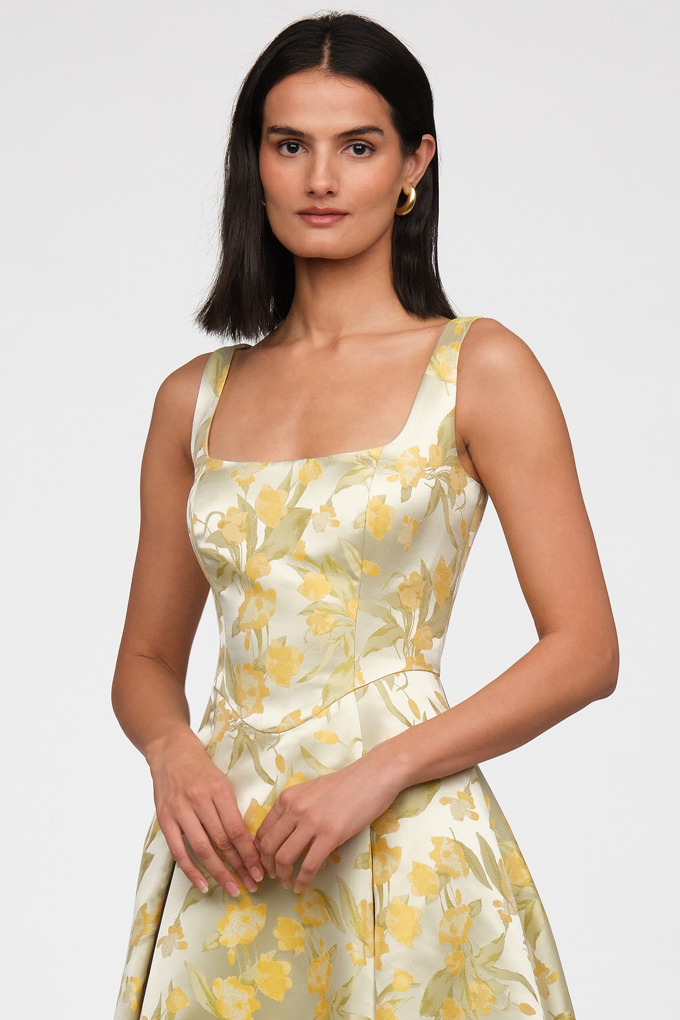 Julie Basque Waist Dress 12 / Moon Butter Yellow / Mint