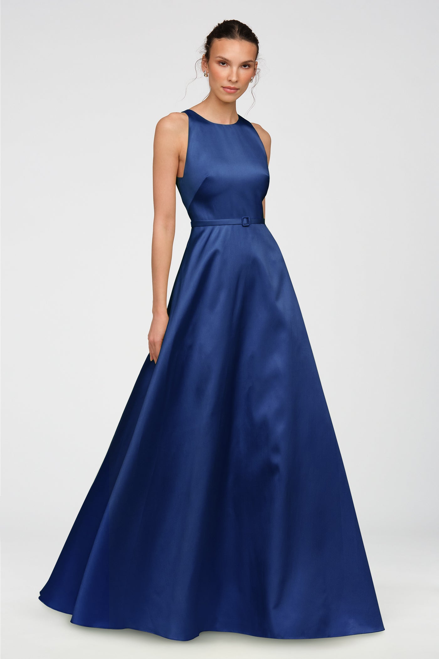 navy blue halter homecoming dress Minta Mikado Gown 12 / Nautical loop-ae-076
