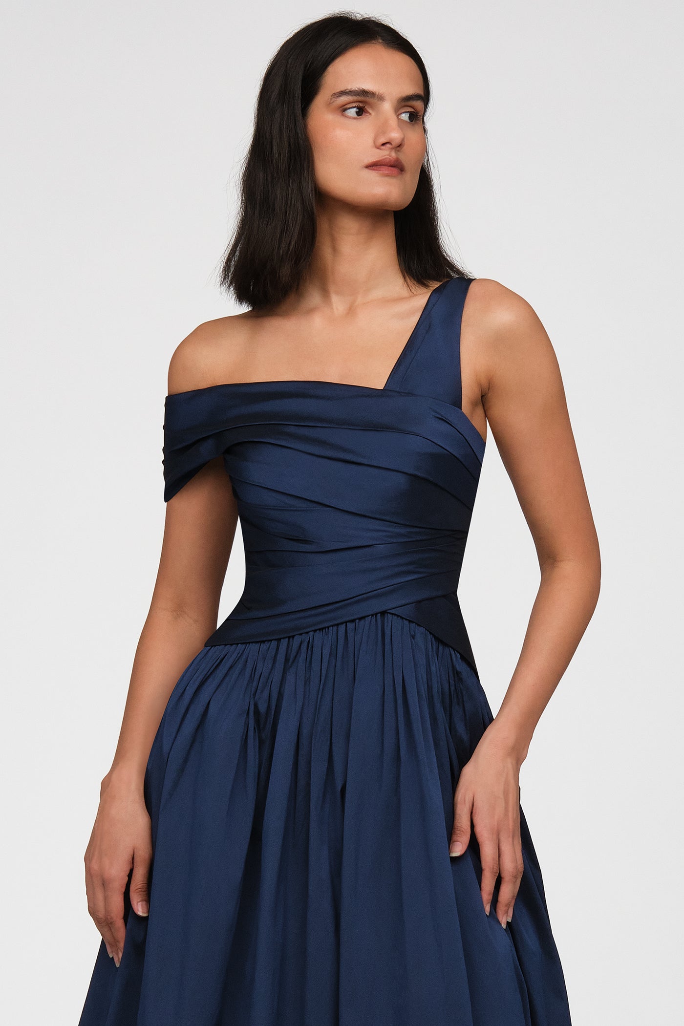 Avery Asymmetric Taffeta Gown