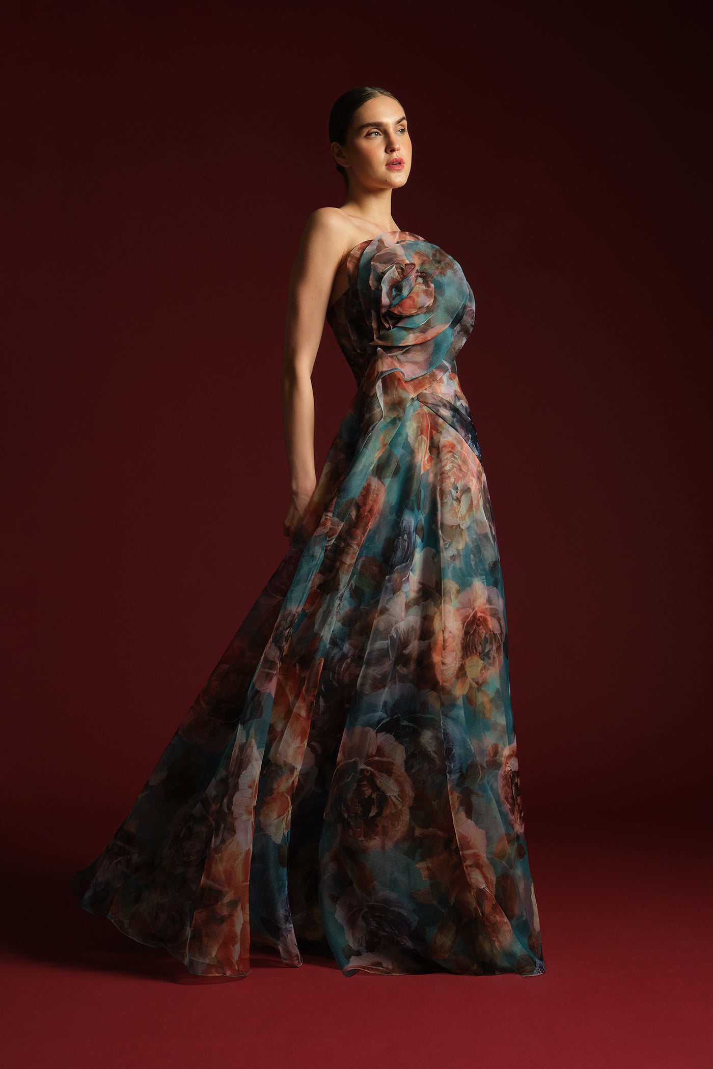 Iona Rosette Draped Gown