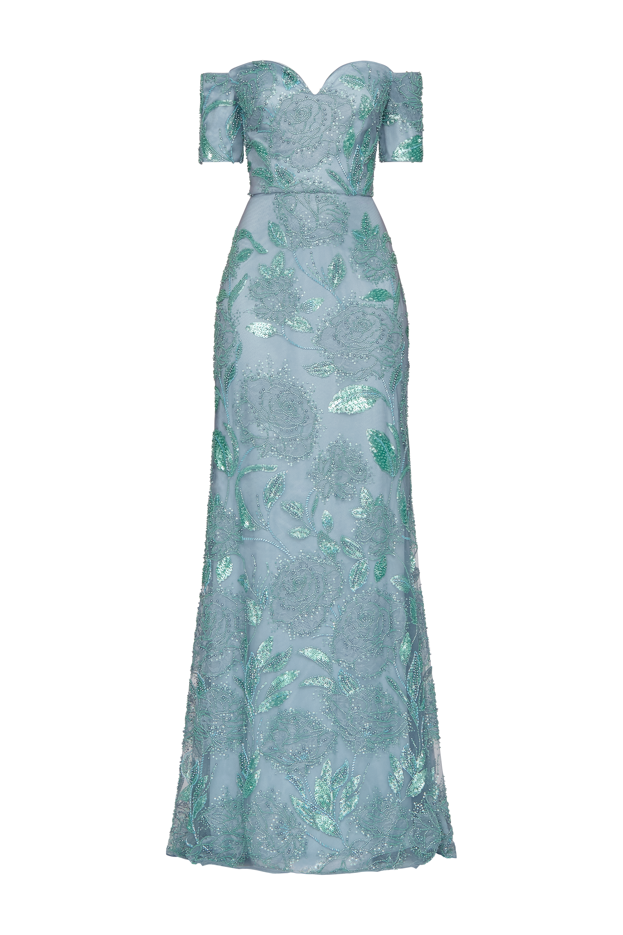 Turin Beaded Off Shoulder Gown