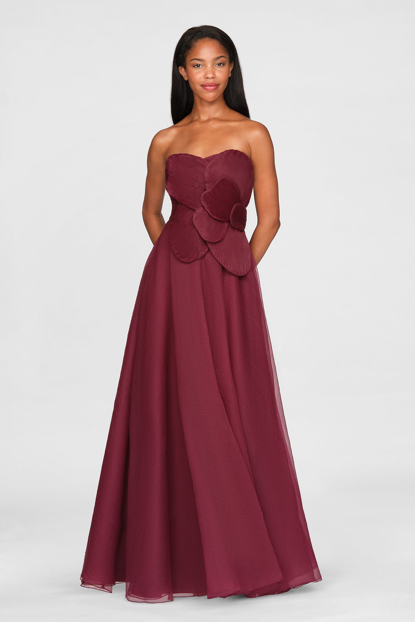Lyon Pleated Draped Rose Gown