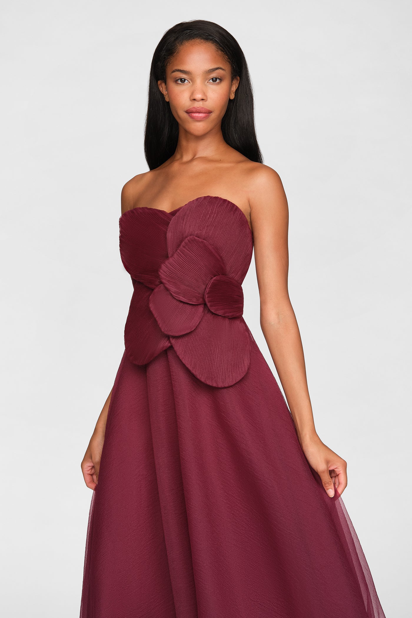 Lyon Pleated Draped Rose Gown