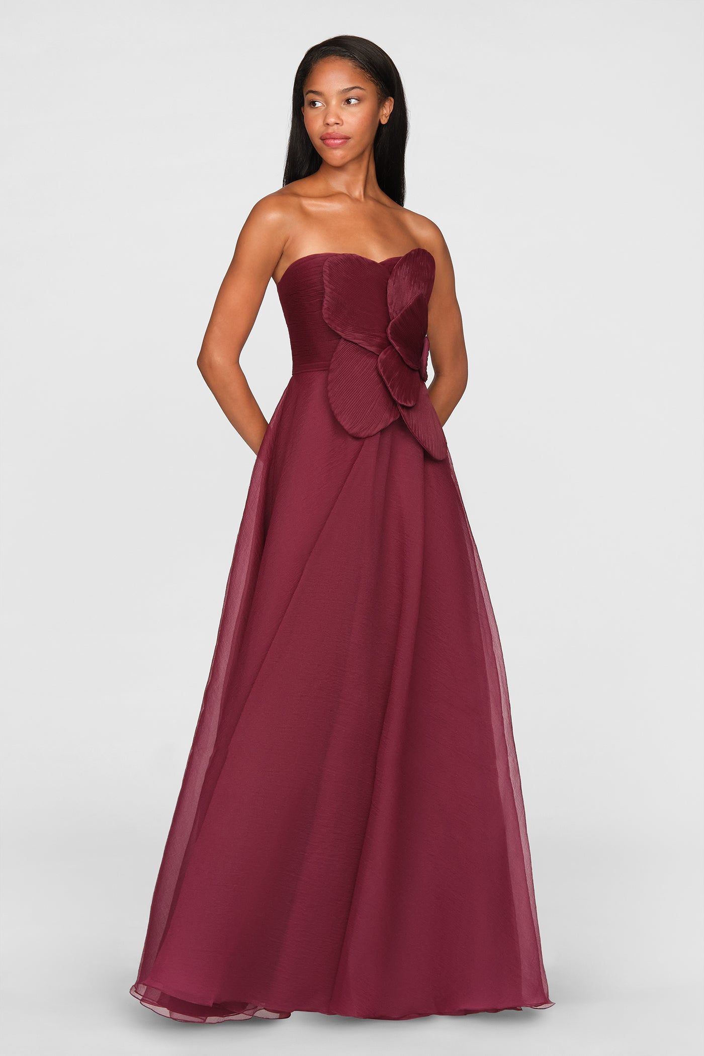 Lyon Pleated Draped Rose Gown