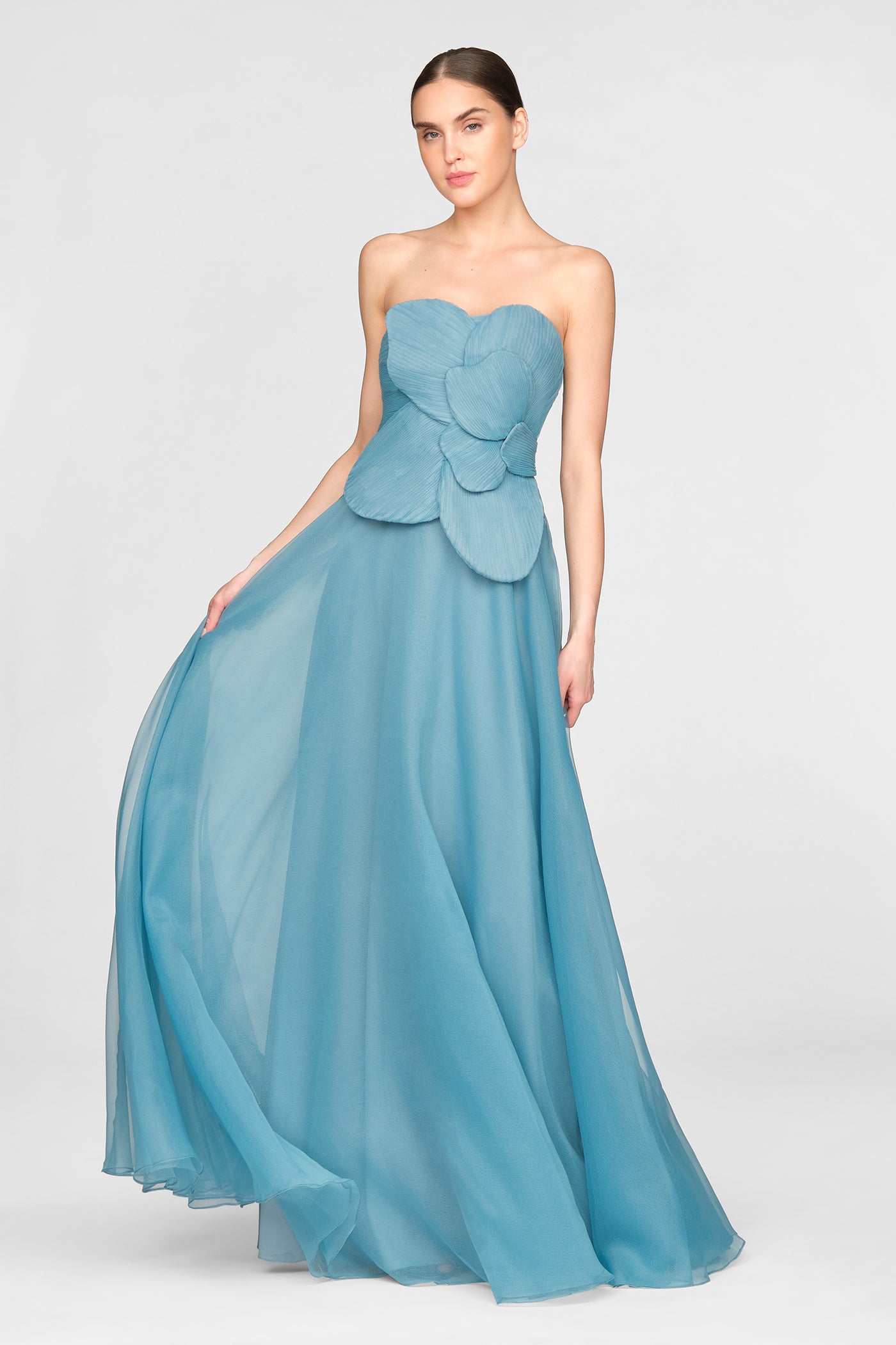 Lyon Pleated Draped Rose Gown