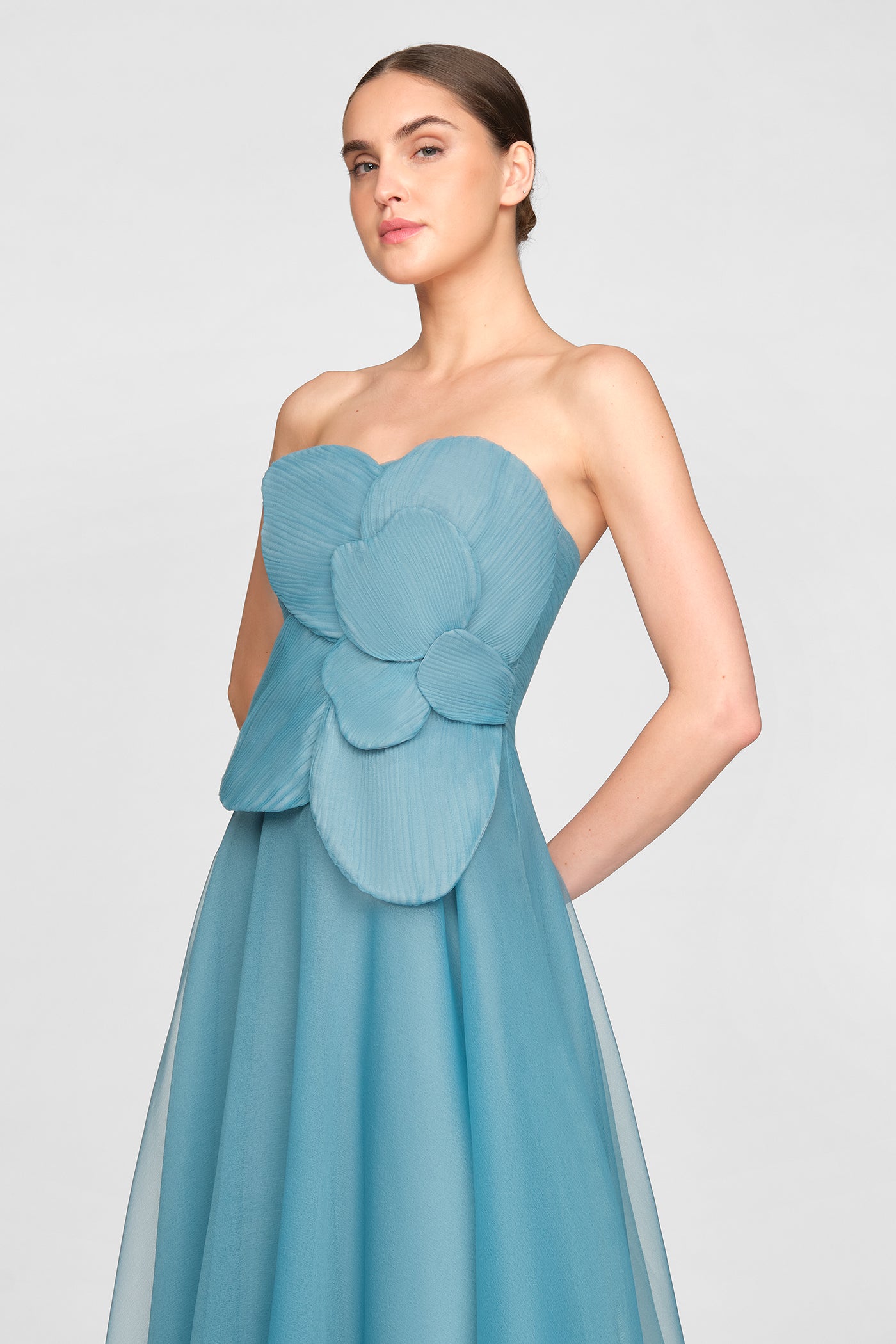 Lyon Pleated Draped Rose Gown