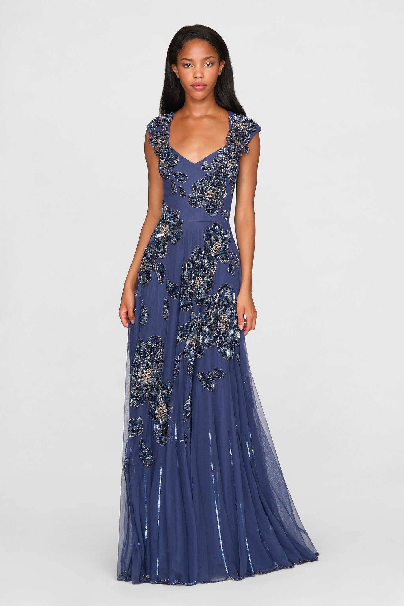 Alexis Beaded Scallop Gown