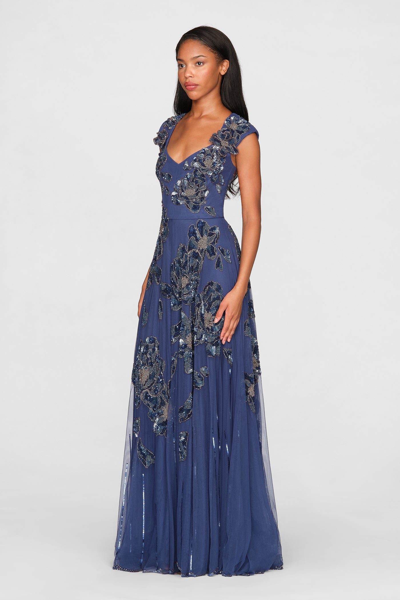 Alexis Beaded Scallop Gown