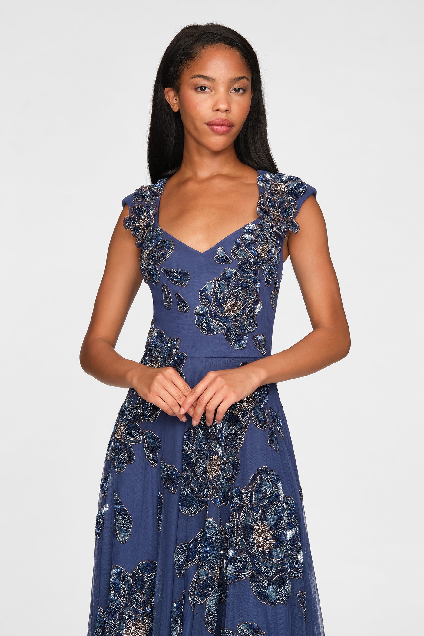Alexis Beaded Scallop Gown