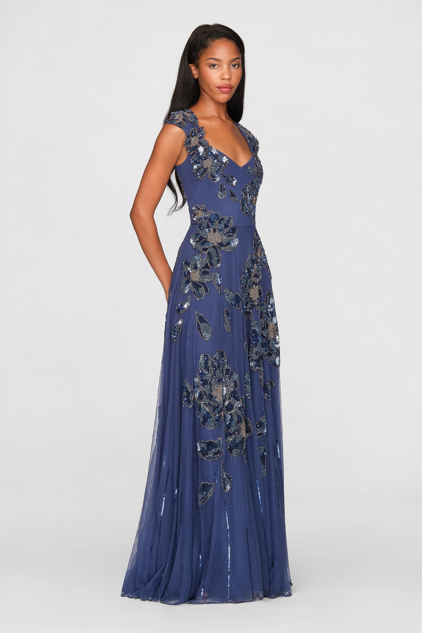 Alexis Beaded Scallop Gown