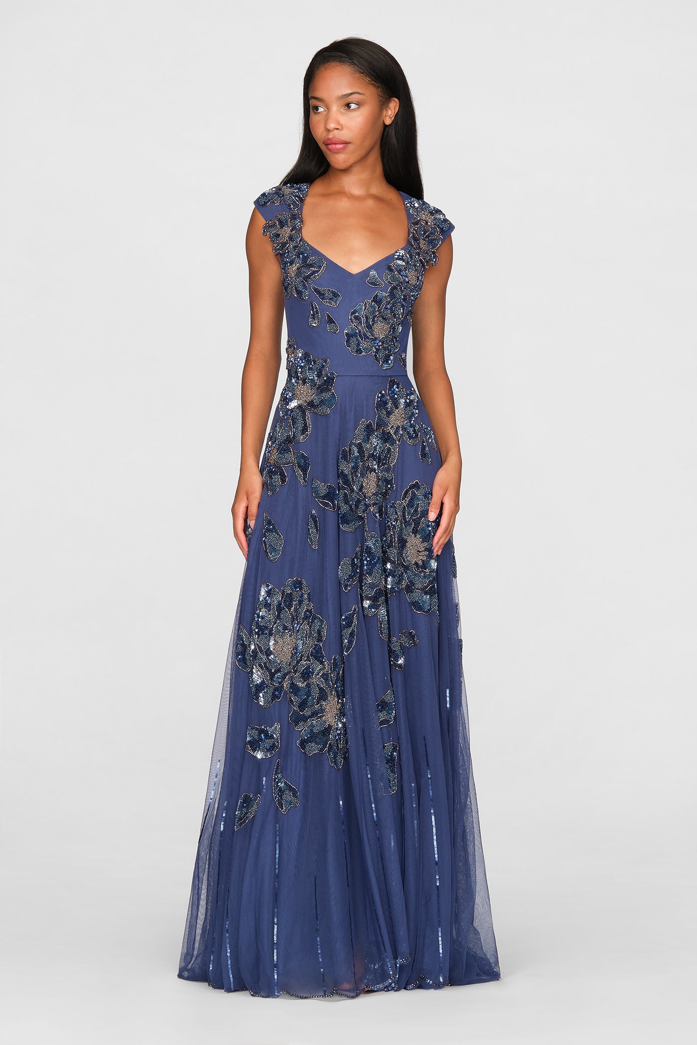 Alexis Beaded Scallop Gown
