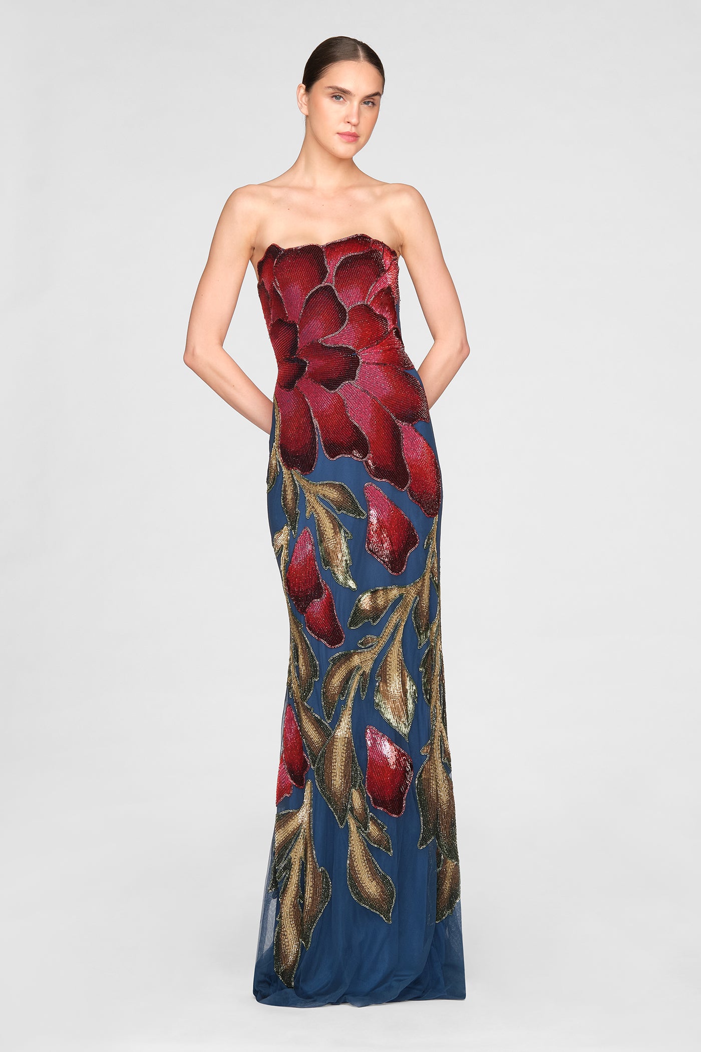 Marie Strapless Beaded Gown
