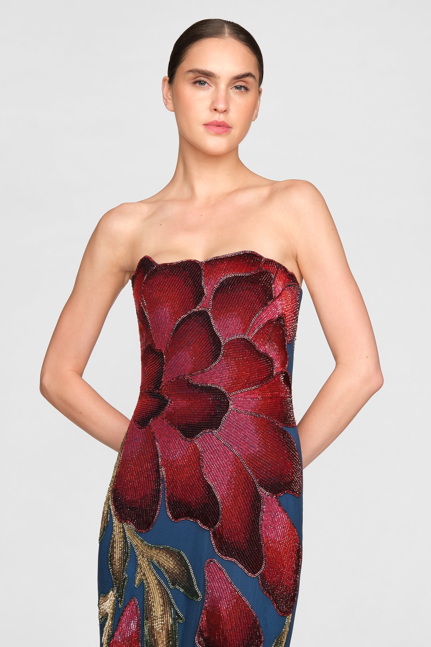 Marie Strapless Beaded Gown