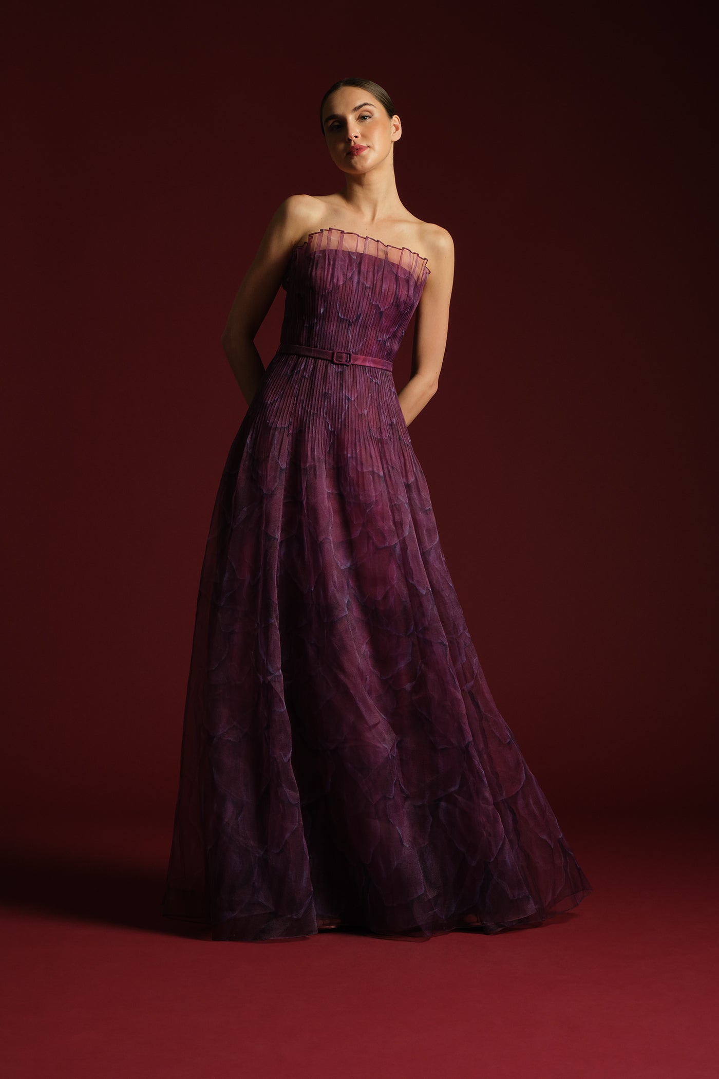 Ivana Printed Organza Gown