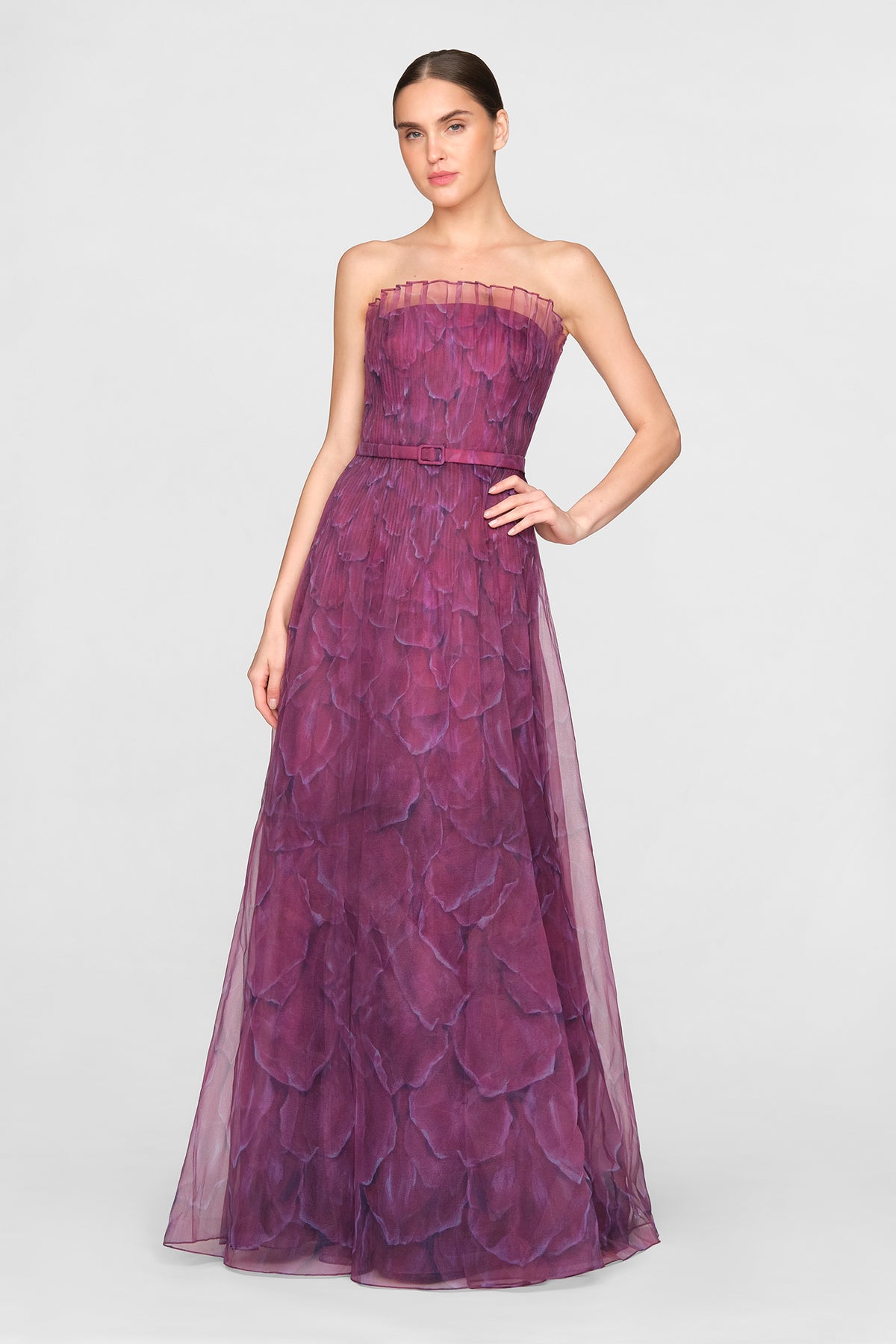 Ivana Printed Organza Gown