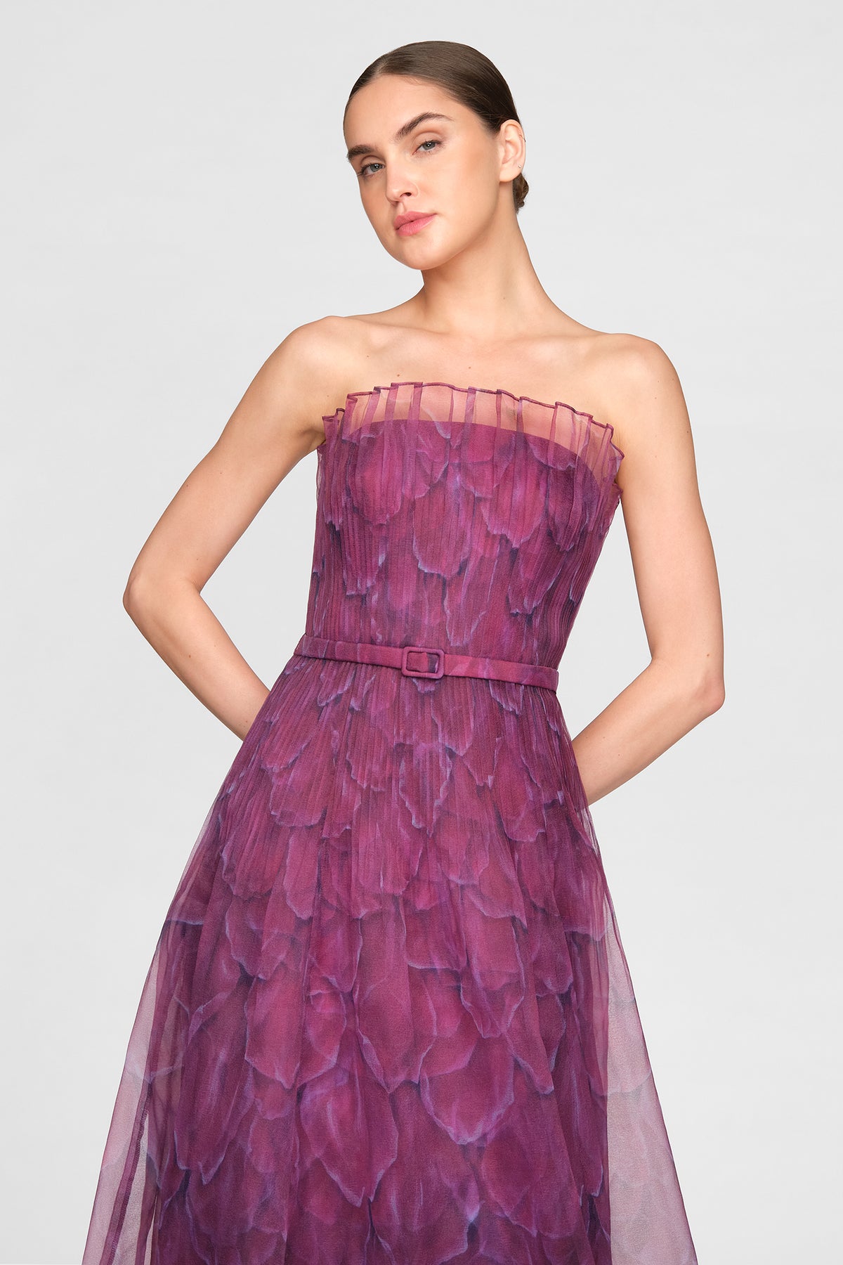Ivana Printed Organza Gown