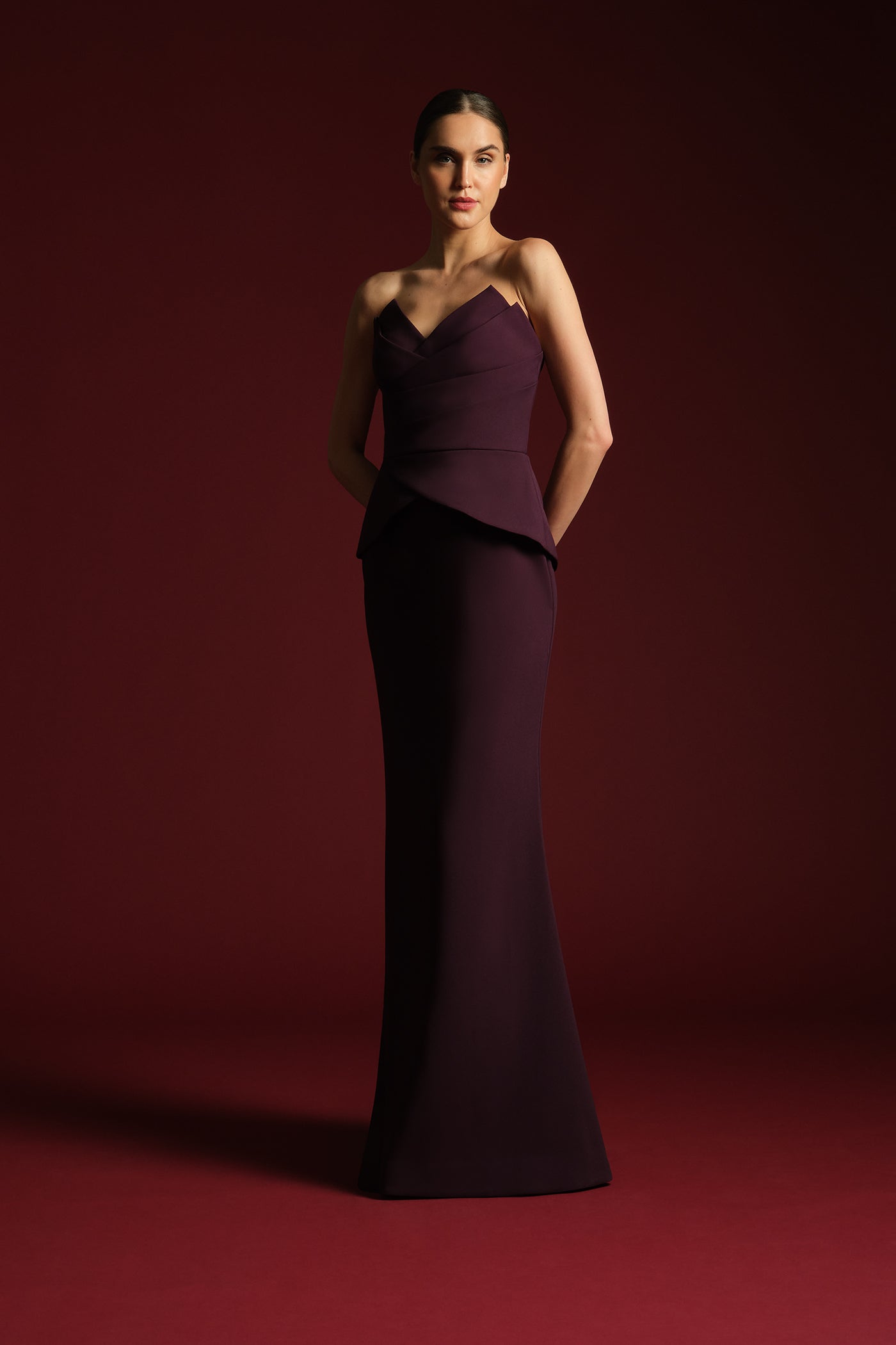 Lucinda Strapless Crepe Gown