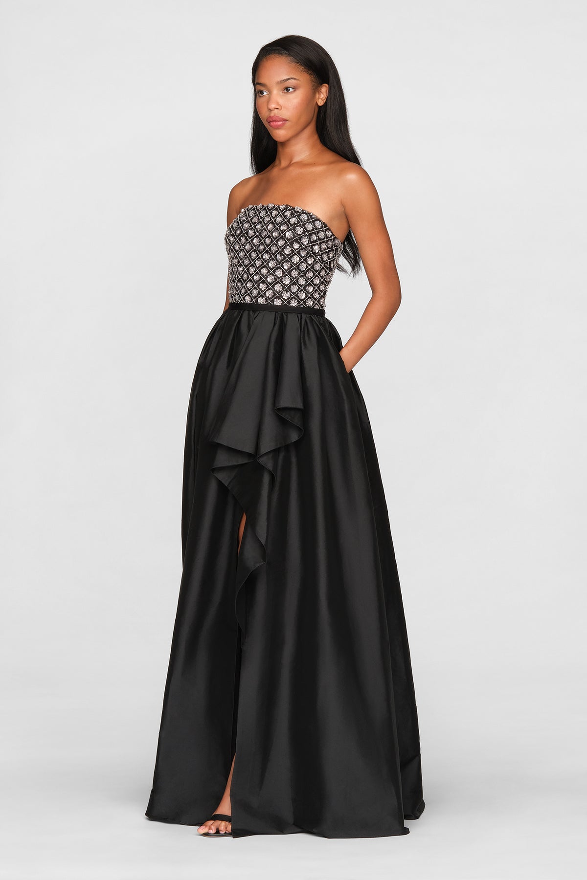 Mila Beaded Taffeta Gown