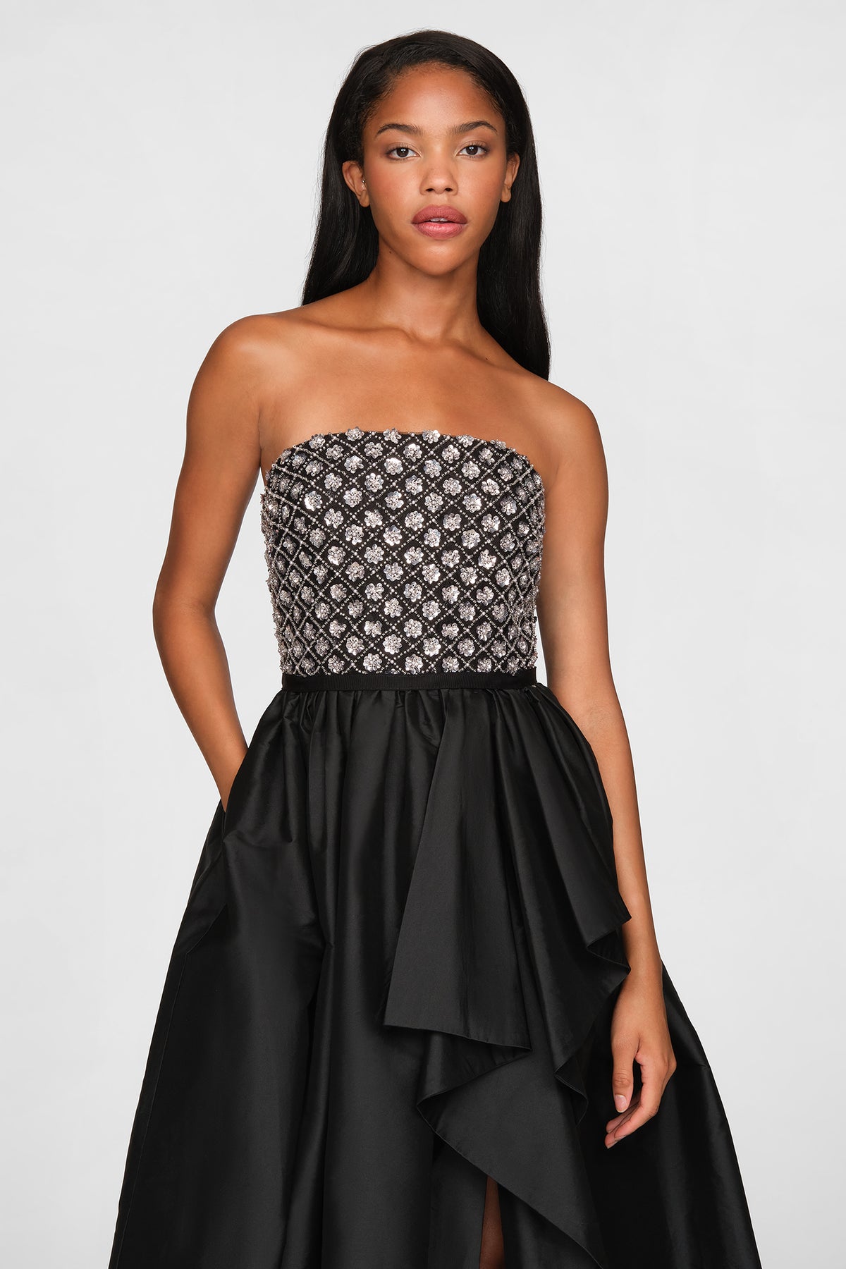 Mila Beaded Taffeta Gown