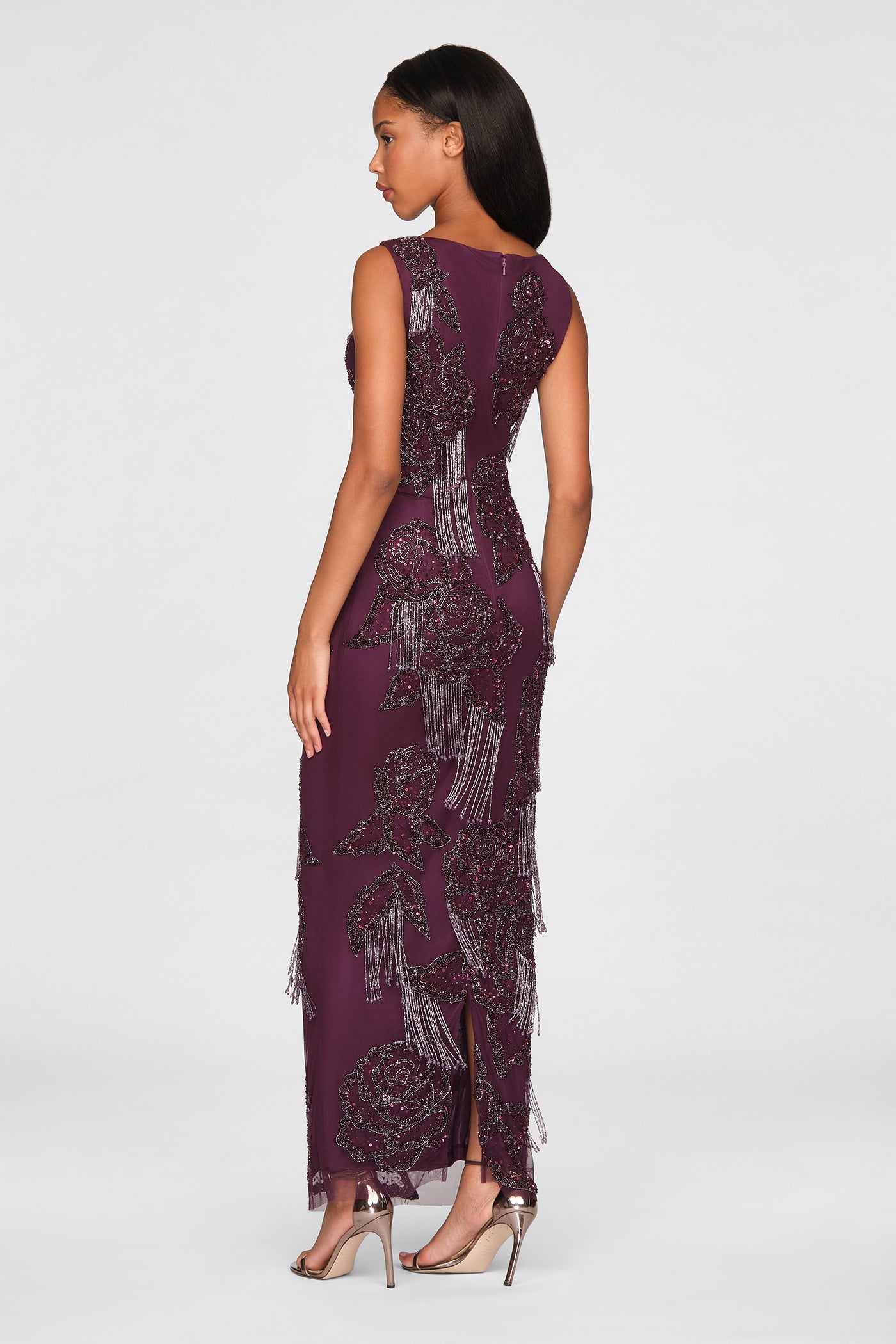 Iliana Beaded Fringe Gown