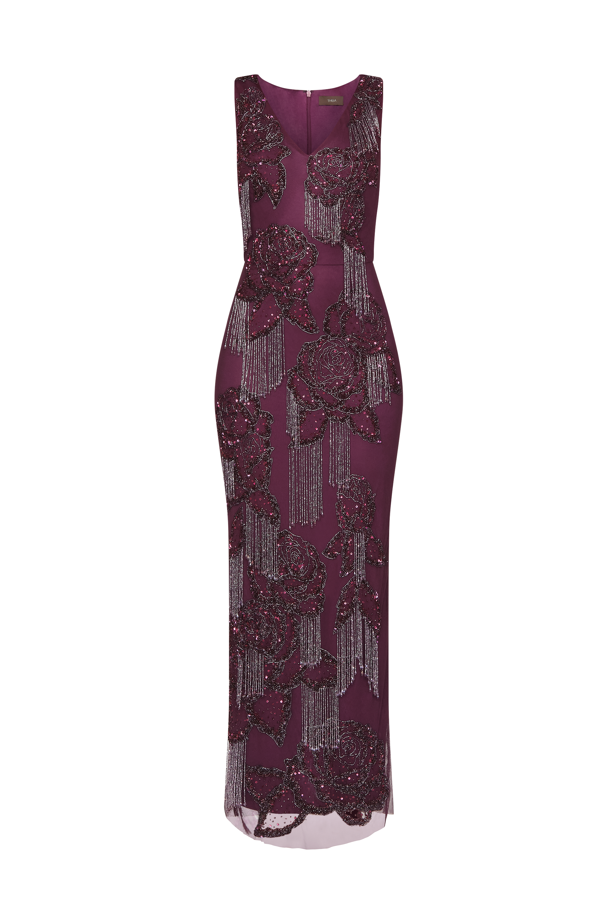 Iliana Beaded Fringe Gown