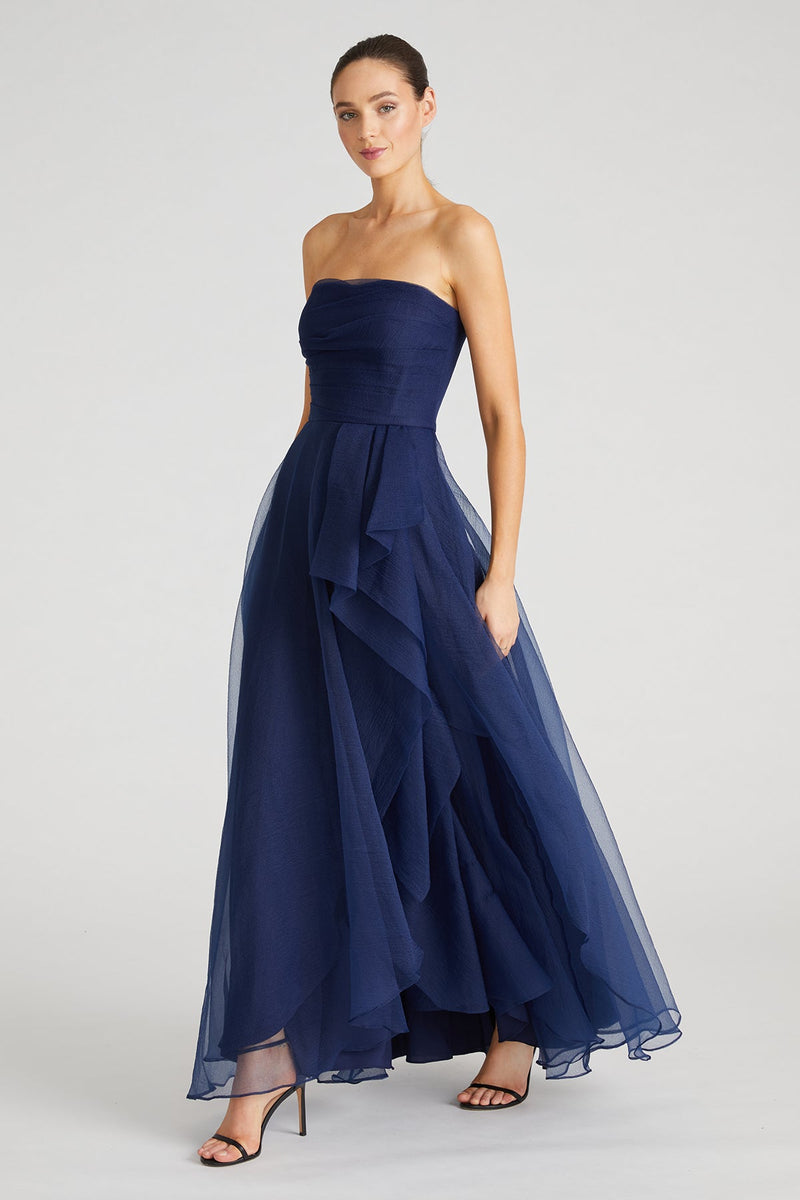 Teresa Strapless Draped Gown – THEIA