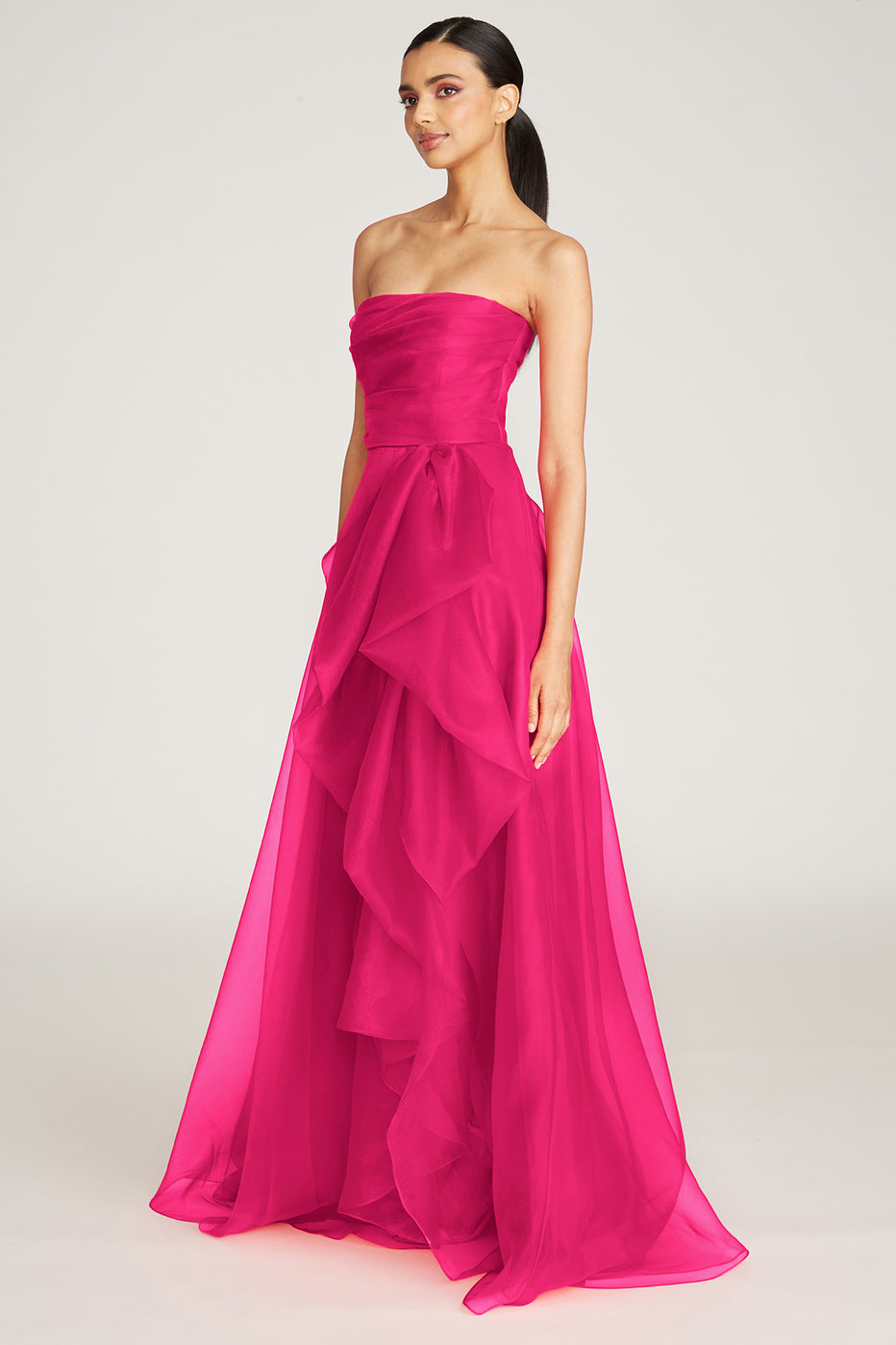 Teresa Strapless Draped Gown – THEIA