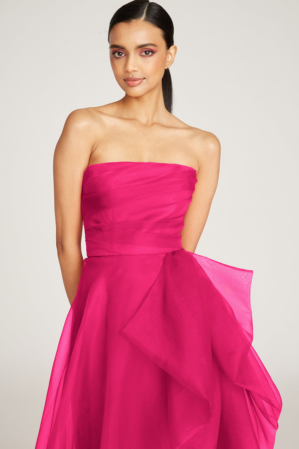 Teresa Strapless Draped Gown – THEIA