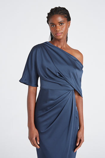 Rayna One Shoulder Draped Gown – THEIA