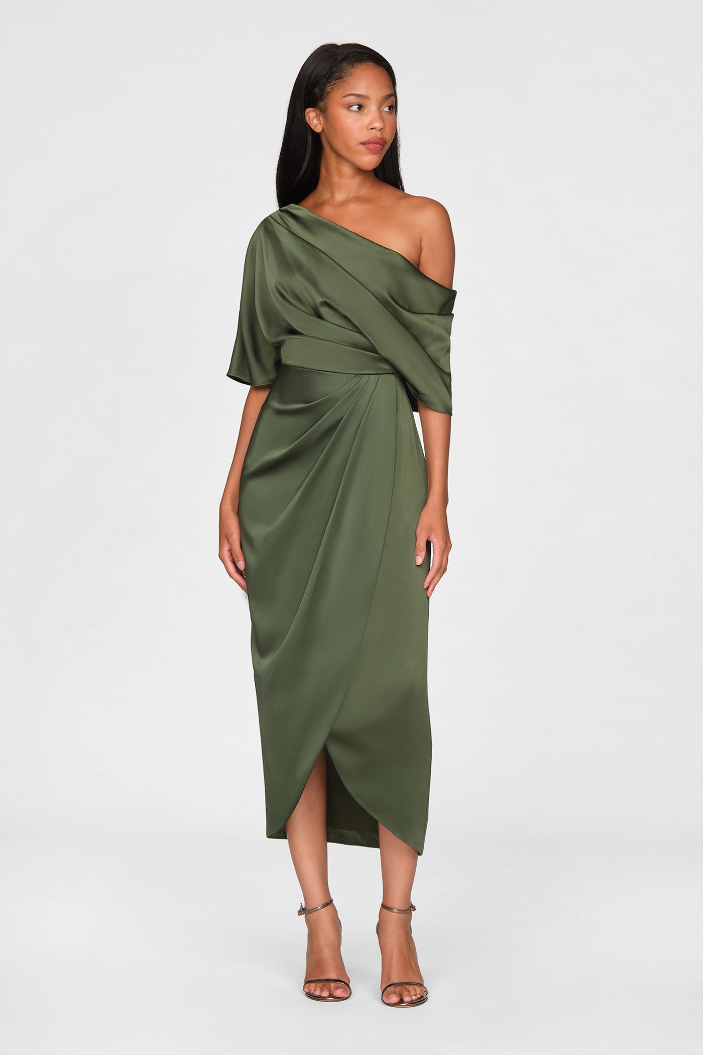 Theia Women's Rayna One-Shoulder Gown - Moss Green