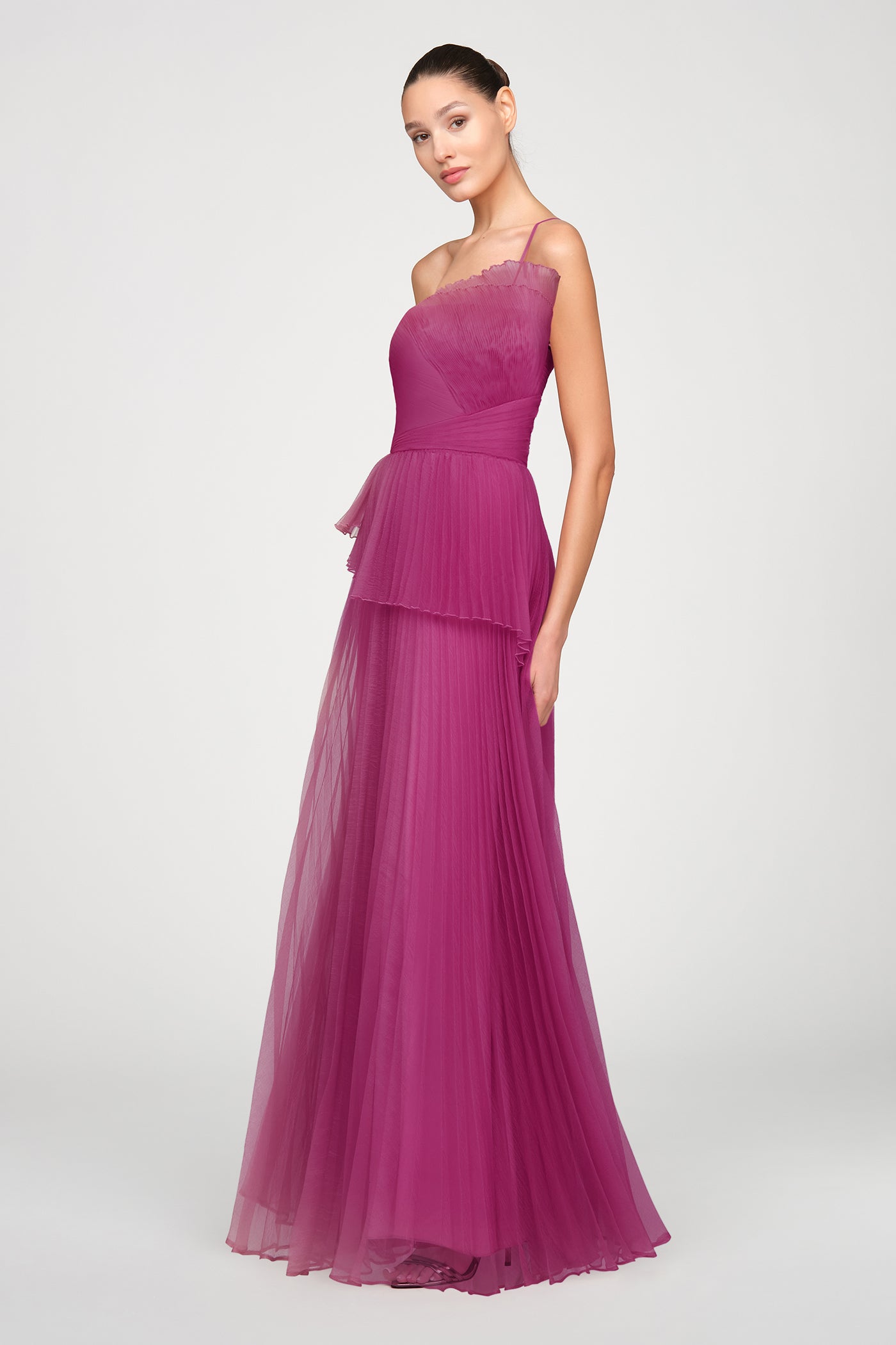 Delphine Pleated Organza Gown