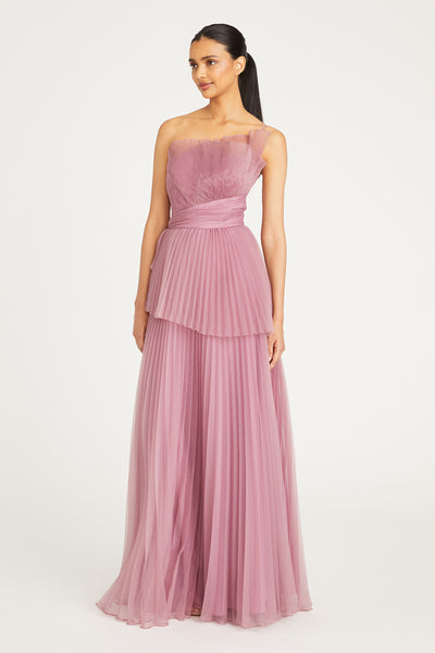 Delphine Pleated Organza Gown