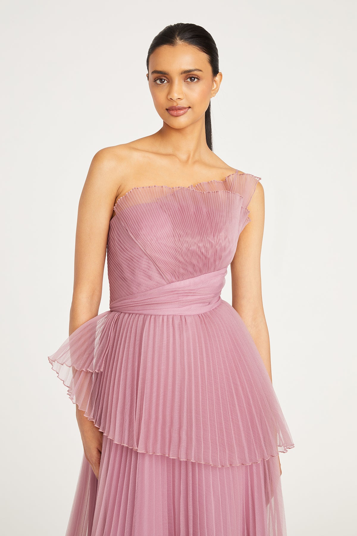 Delphine Pleated Organza Gown
