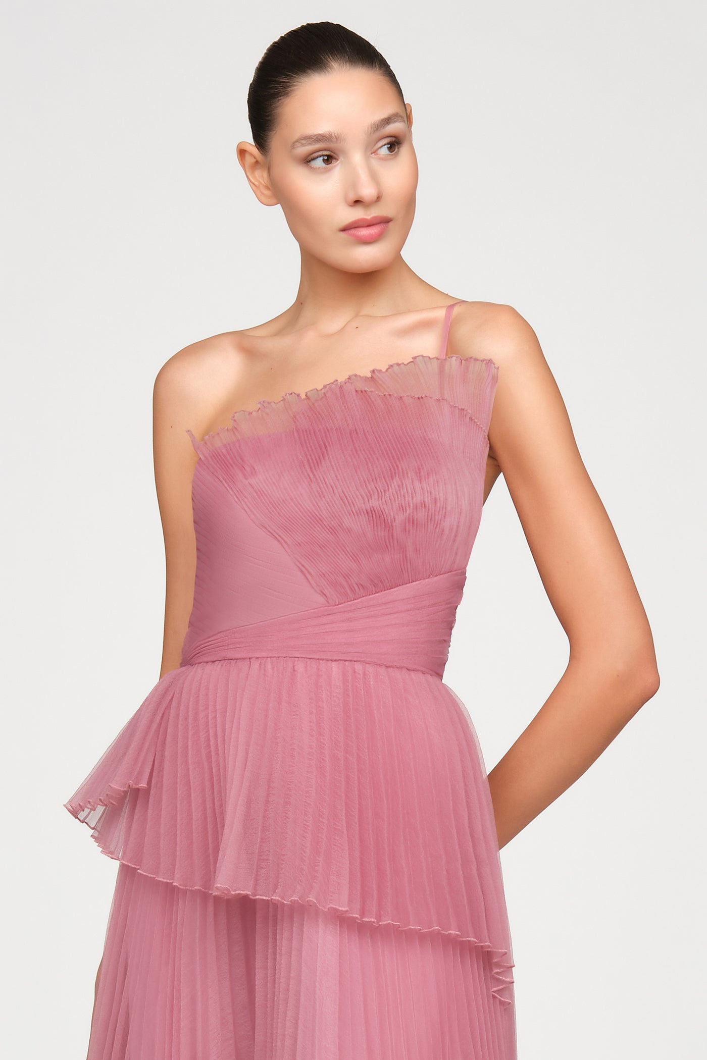 Delphine Pleated Organza Gown
