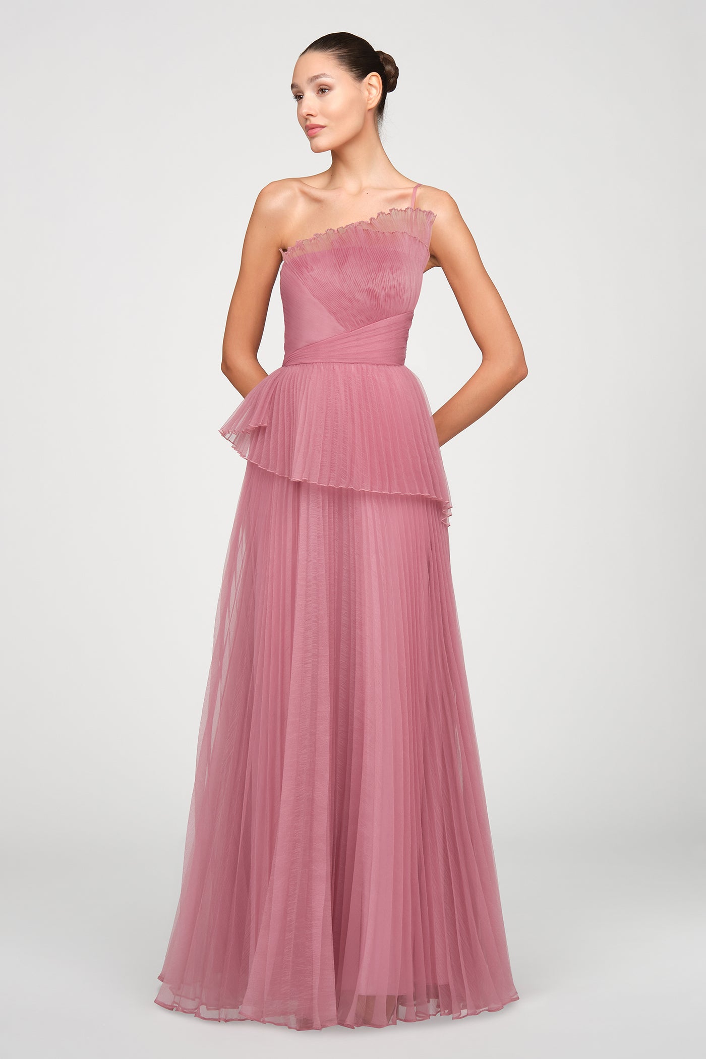 Delphine Pleated Organza Gown
