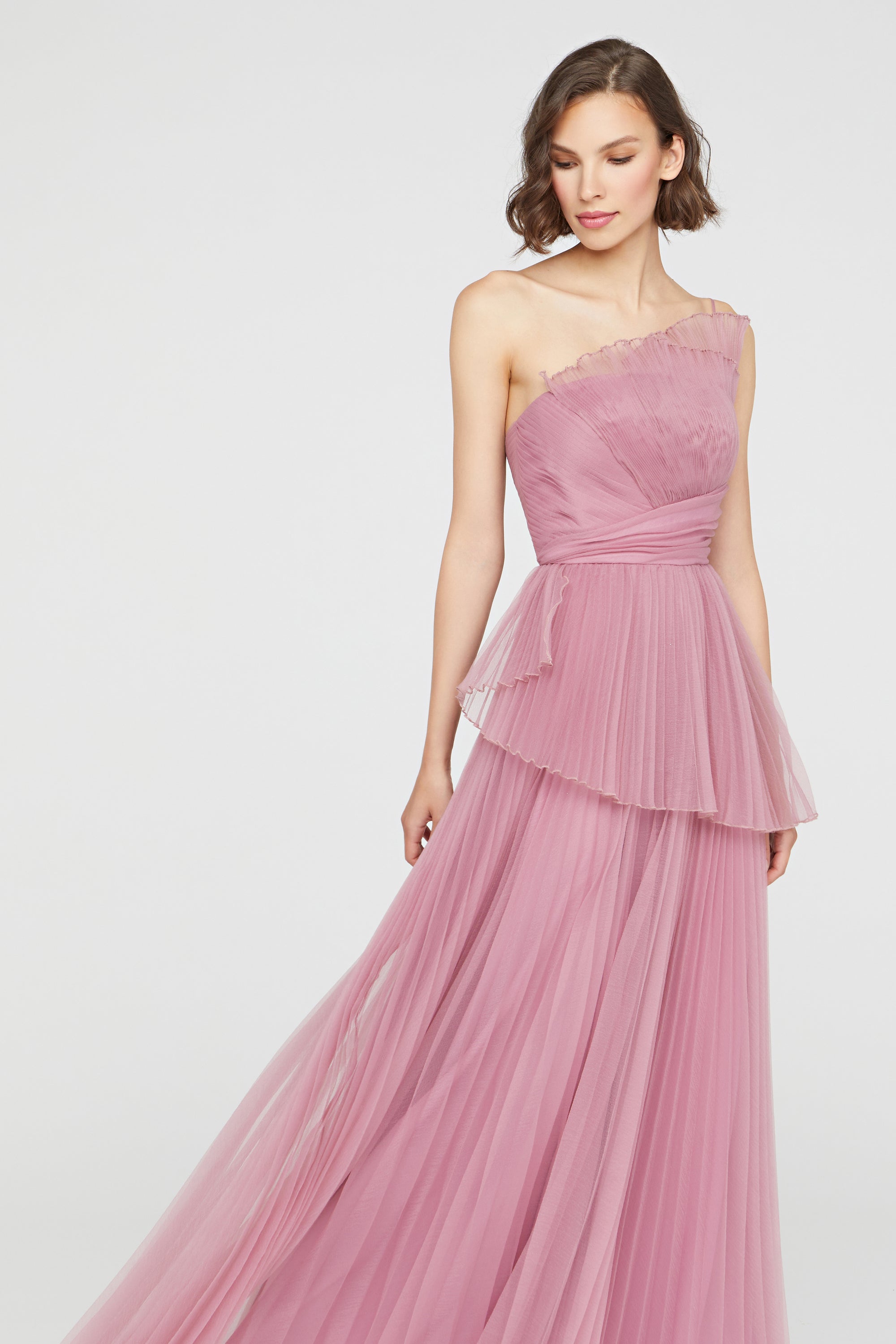 Delphine Pleated Organza Gown