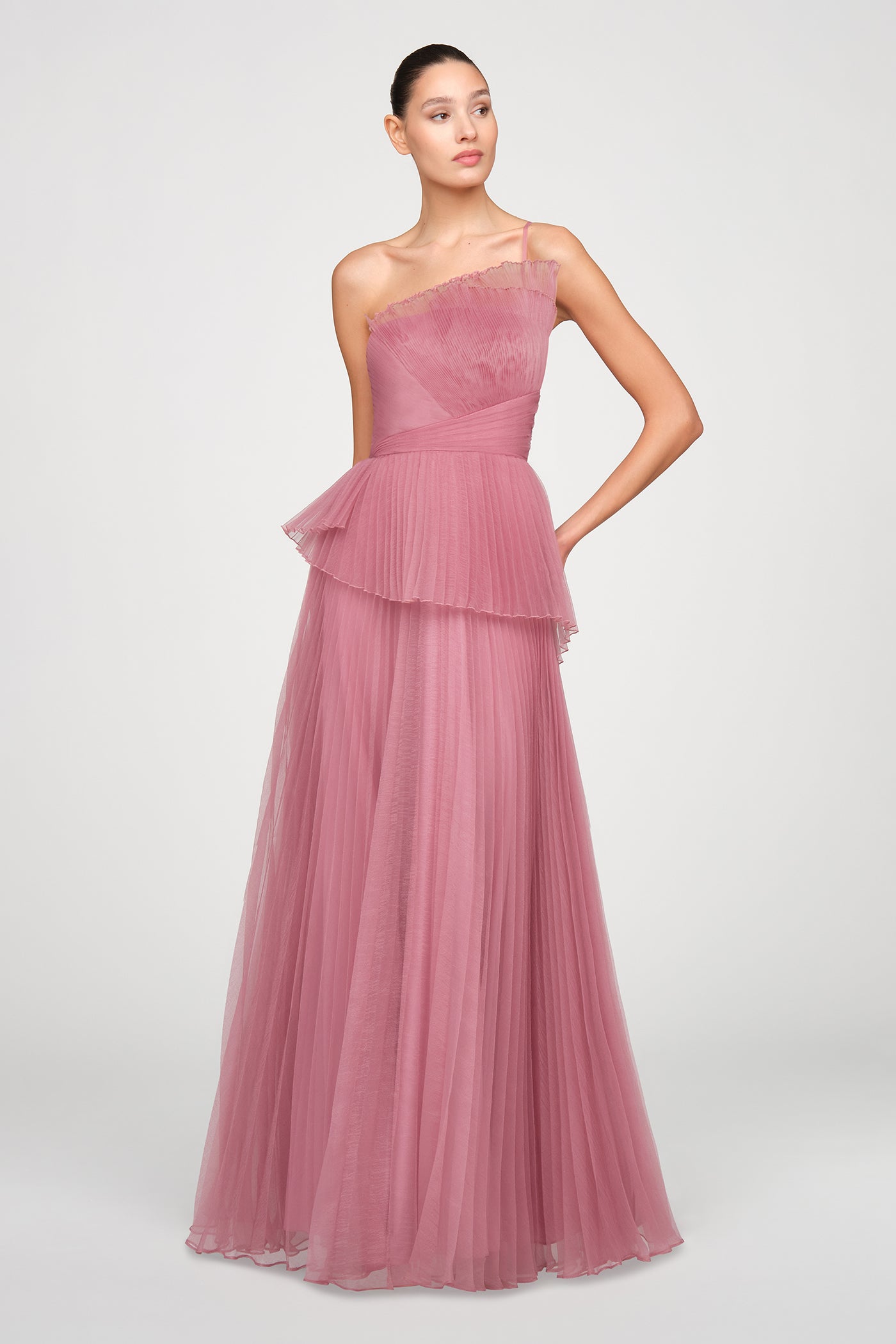 Delphine Pleated Organza Gown