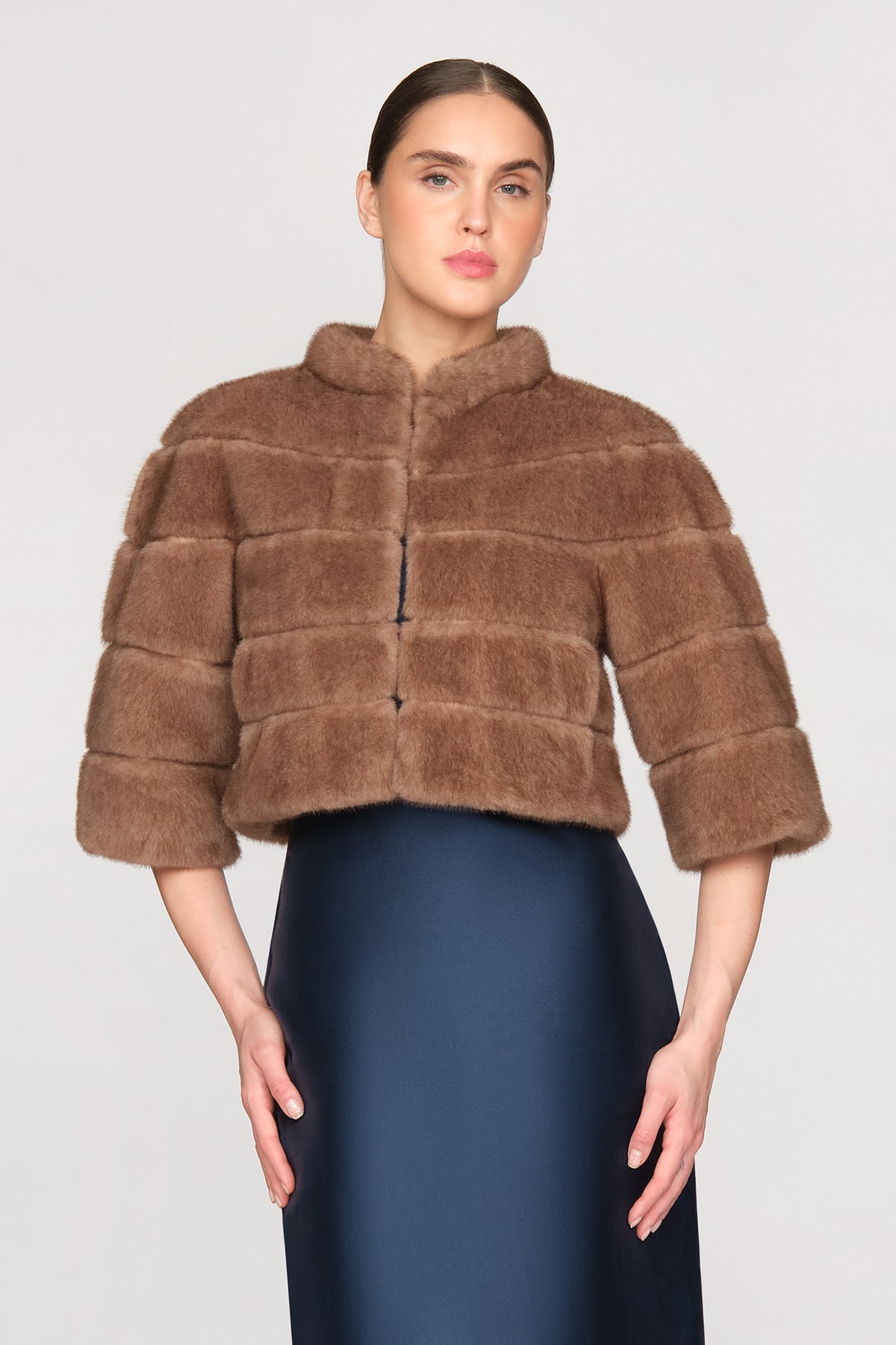 Varna Faux Mink Cropped Jacket