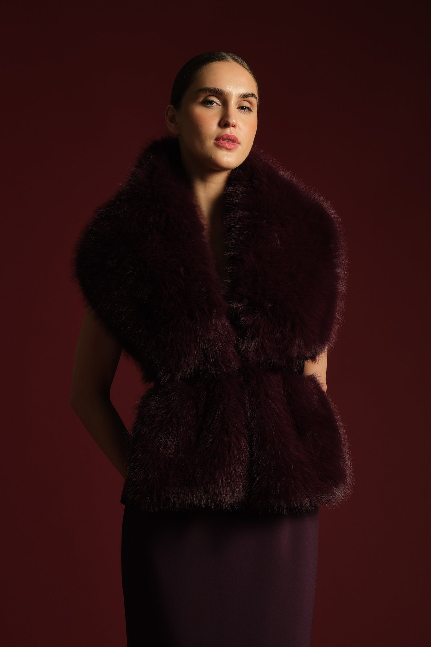 Kay Faux Fox Asymmetric Stole