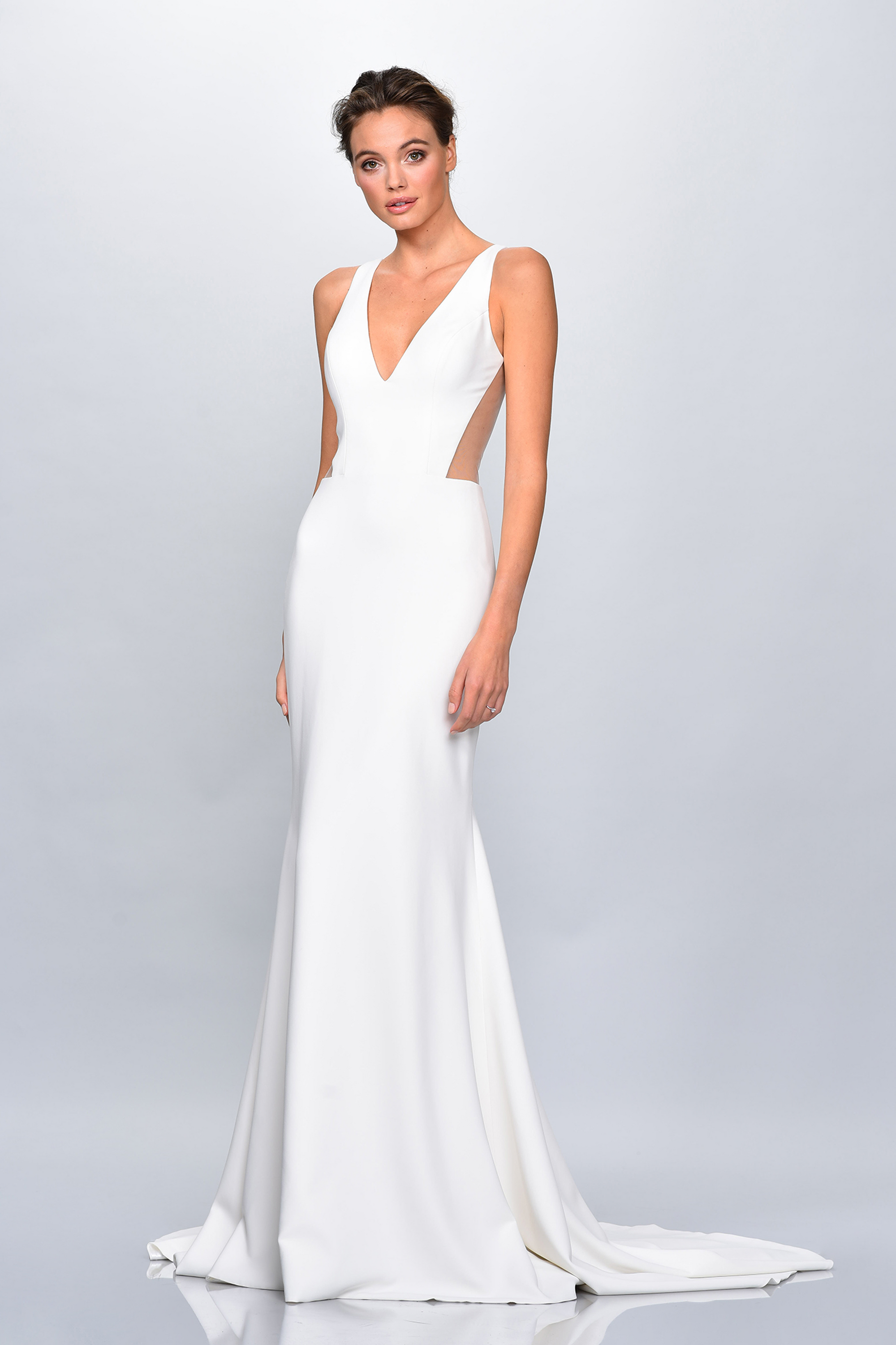 lotus silk wedding dress Boat wedding dress Lotus with slit