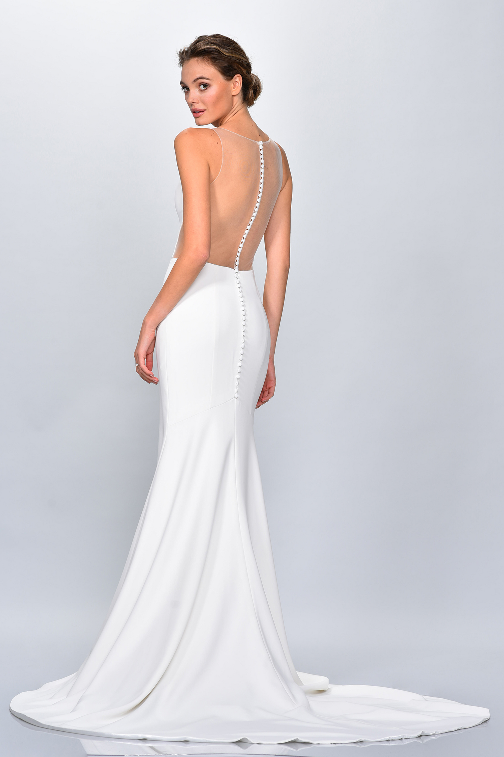 lotus silk wedding dress Boat wedding dress Lotus with slit