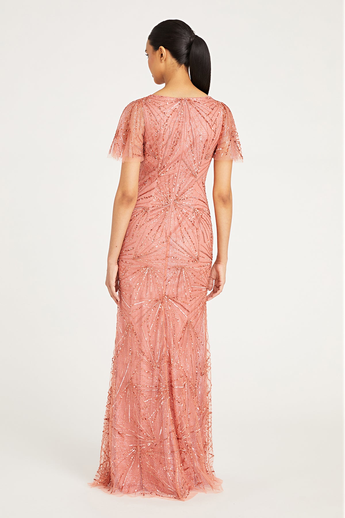 Esther Bateau Neck Beaded Gown