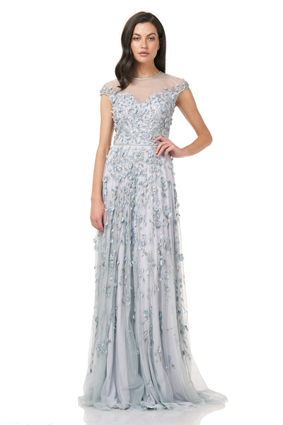 Adrianna papell blue heather beaded clearance gown