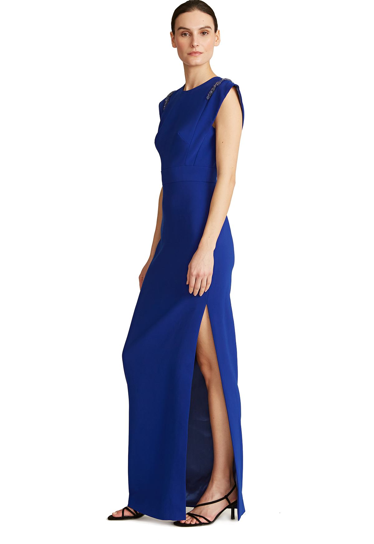 Flange Sleeve Crepe Gown