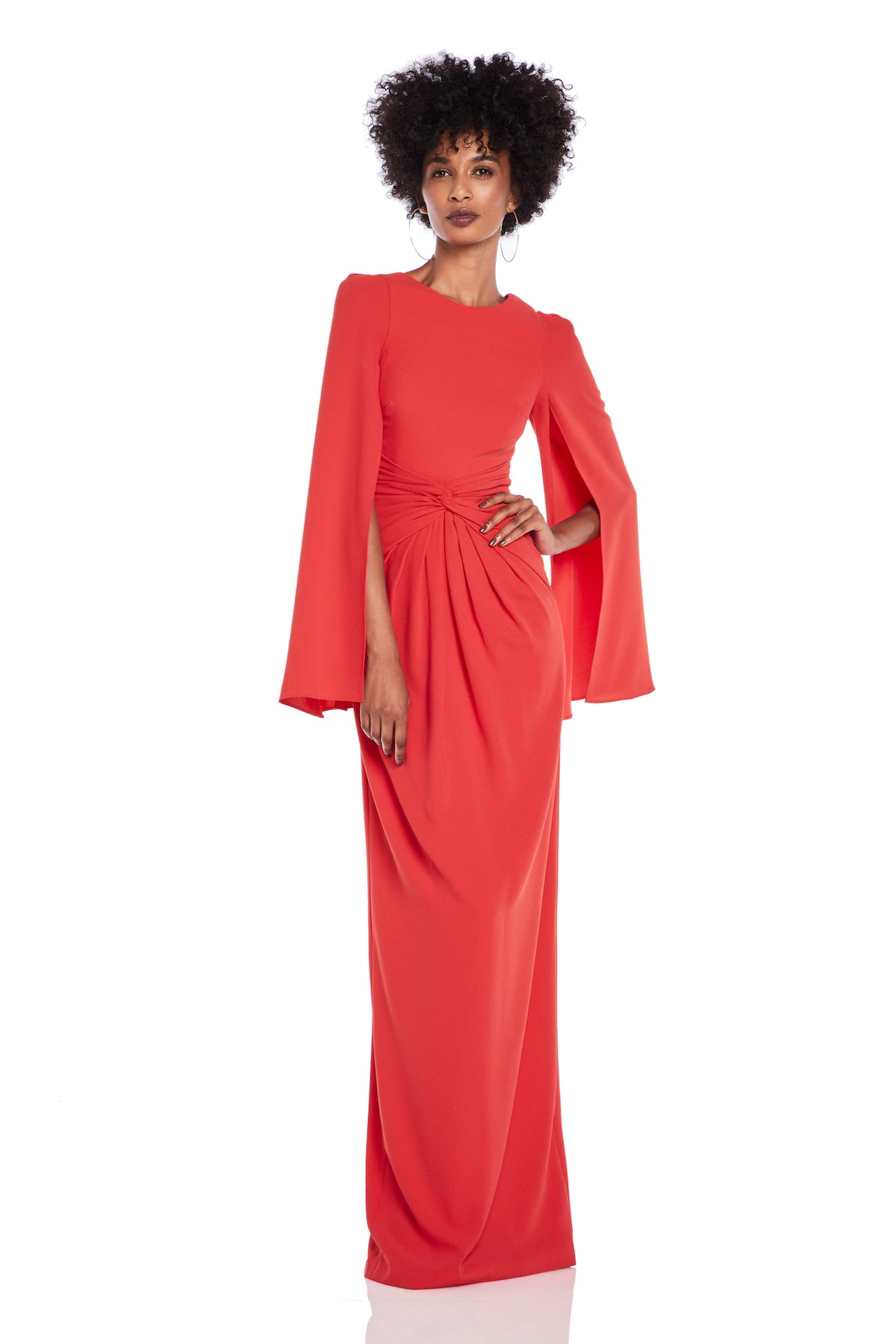 Cape Sleeve Twist Knot Gown