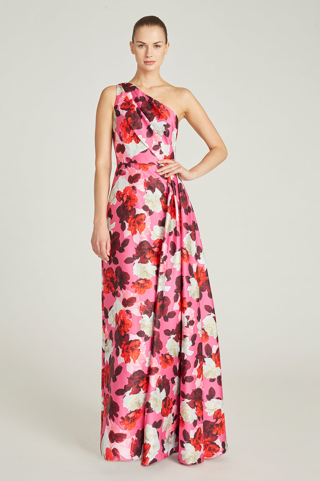 One Shoulder Side Drape Gown – THEIA