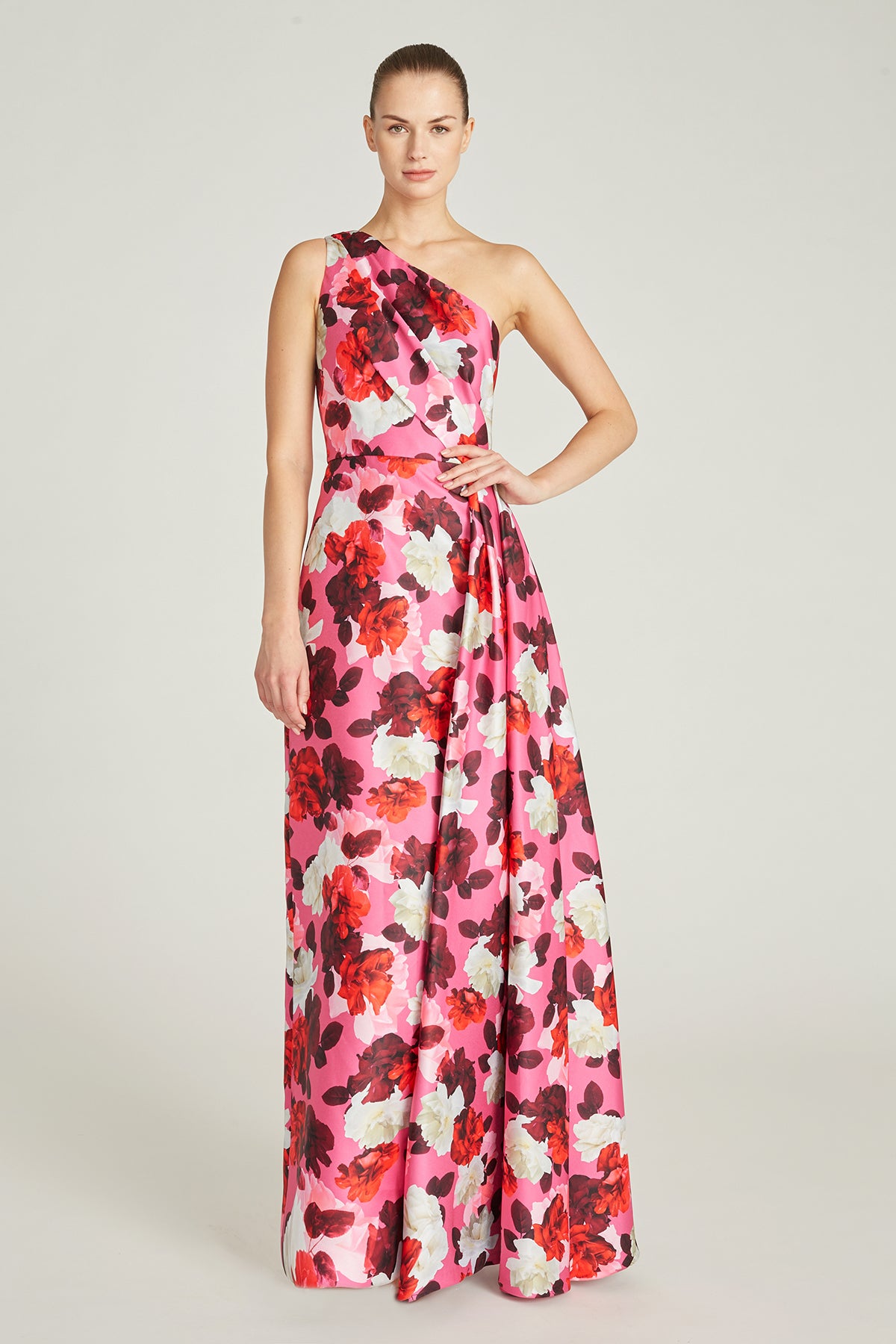 One Shoulder Side Drape Gown