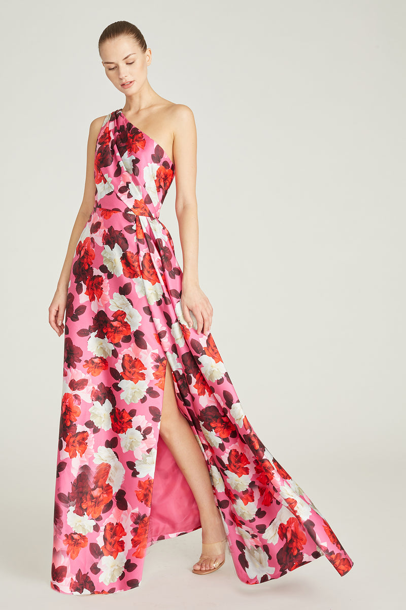 One Shoulder Side Drape Gown – THEIA