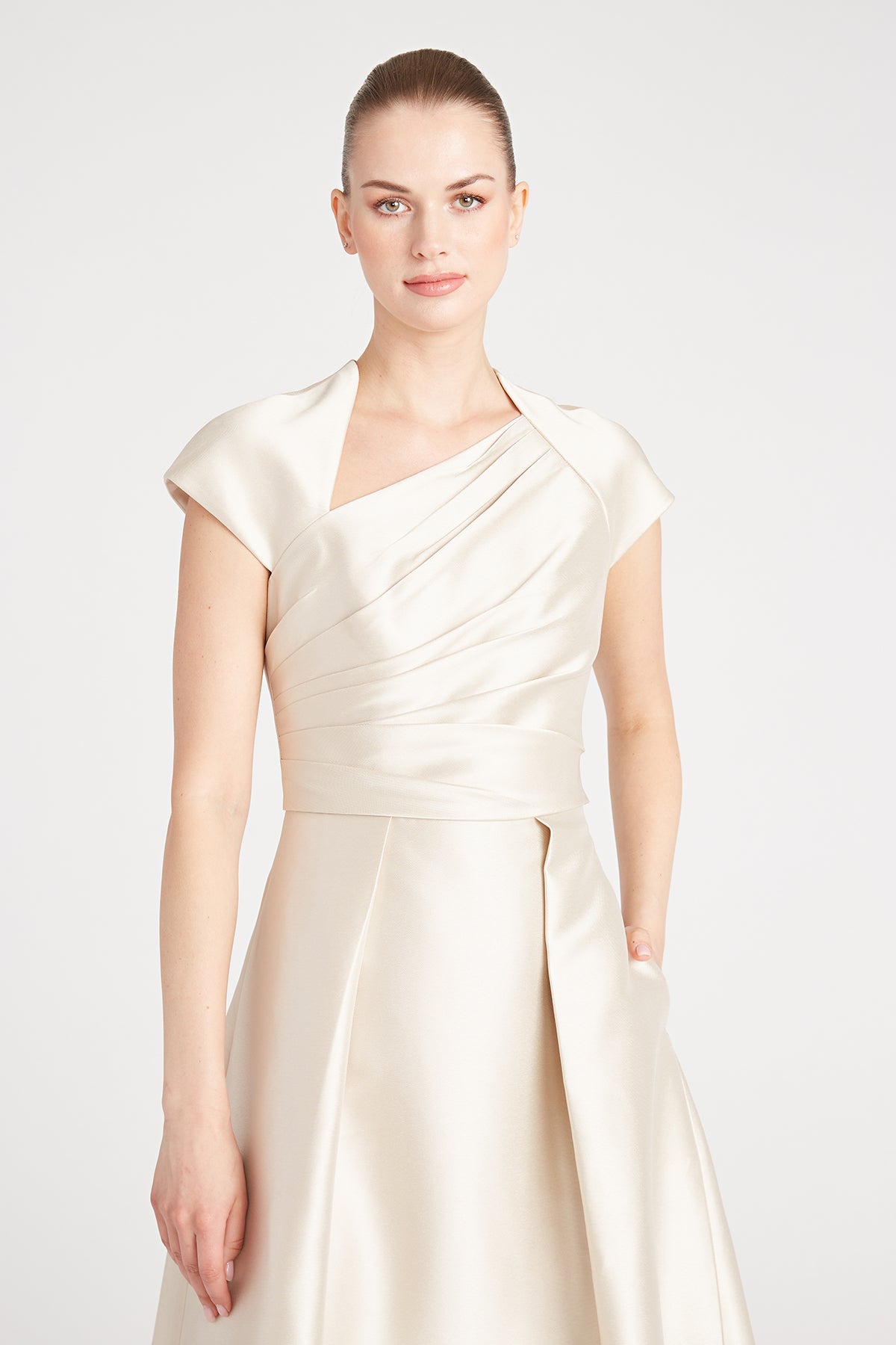 Cap Sleeve Tea Length Dress THEIA Cap Sleeve Tea Length Dress THEIA